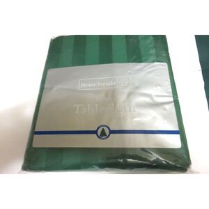NEW IN PACKAGE HOME TRENDS GREEN STRIPES ROUND 70" TABLECLOTH